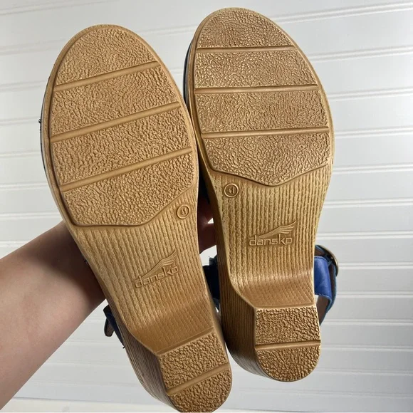 Dansko Blue Leather Clogs Sandals Maisie Cobalt Sz 41 10.5-11 Made in Italy - Picture 11 of 12